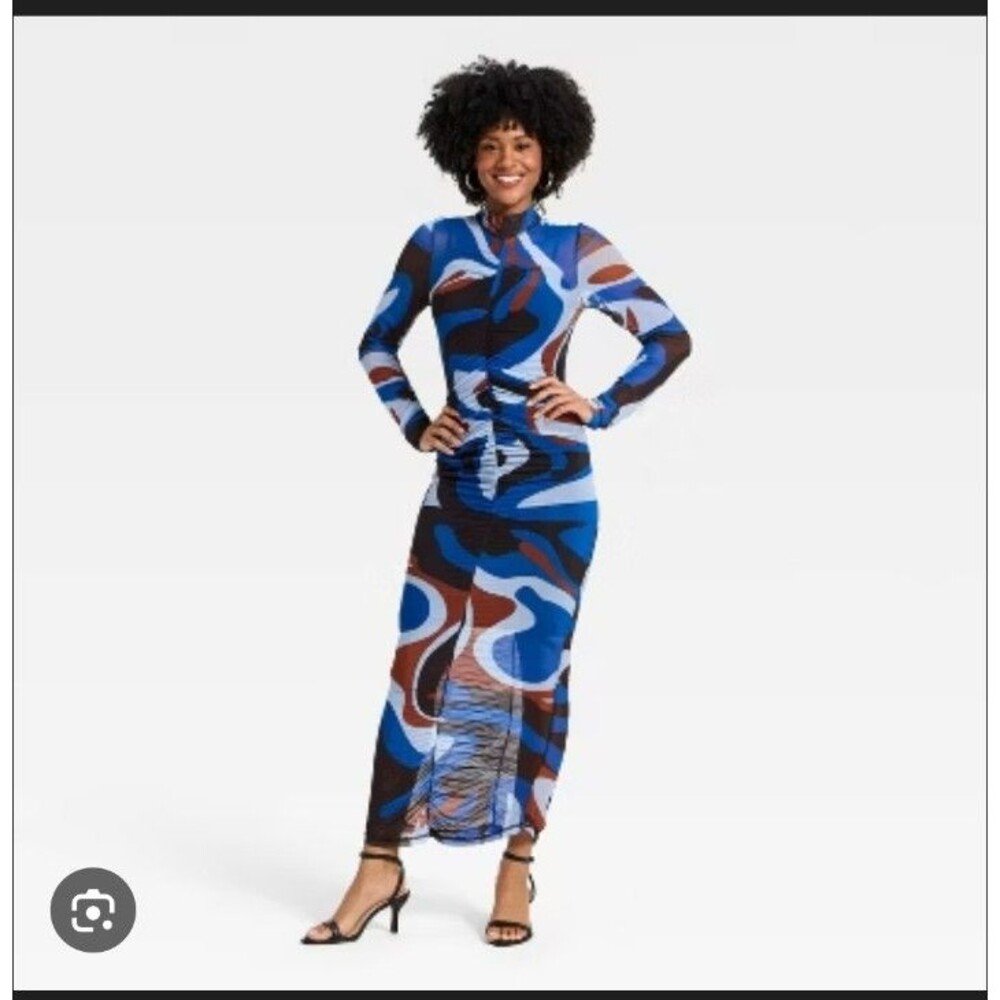 Monica Ahanonu x Target Black History Month Mesh Maxi Dress Blue Multi XL